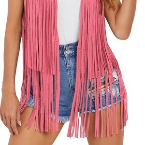 Nwt Dokotoo Trendy Pink Fringe Vest size large